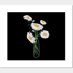 Daisies Chamomile Marguerites Bouquet Retro Daisy Flowers Posters and Art